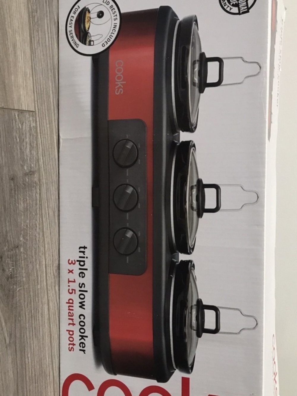 COOKS triple slow cooker 3 x 1.5 quart